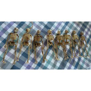 Mini Skeletons Halloween Hanging Plastic Crafts Cake Topper Party Drink pals 6"